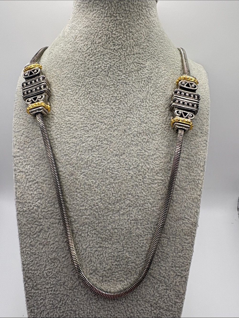 Vintage 90’s Silver and Gold Accent Snake Chain Necklace